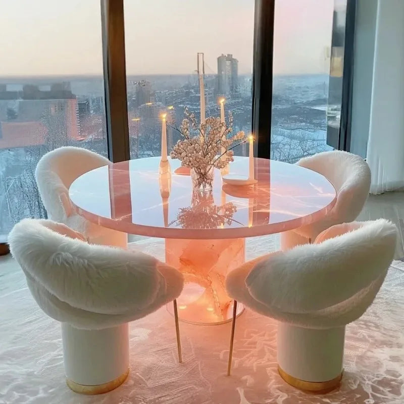 Square Ice Crack Onyx Luminous Coffee Table Tea Table for Bar Pub Restaurant 48'' 1200mm Back Lighted Translucent Furniture