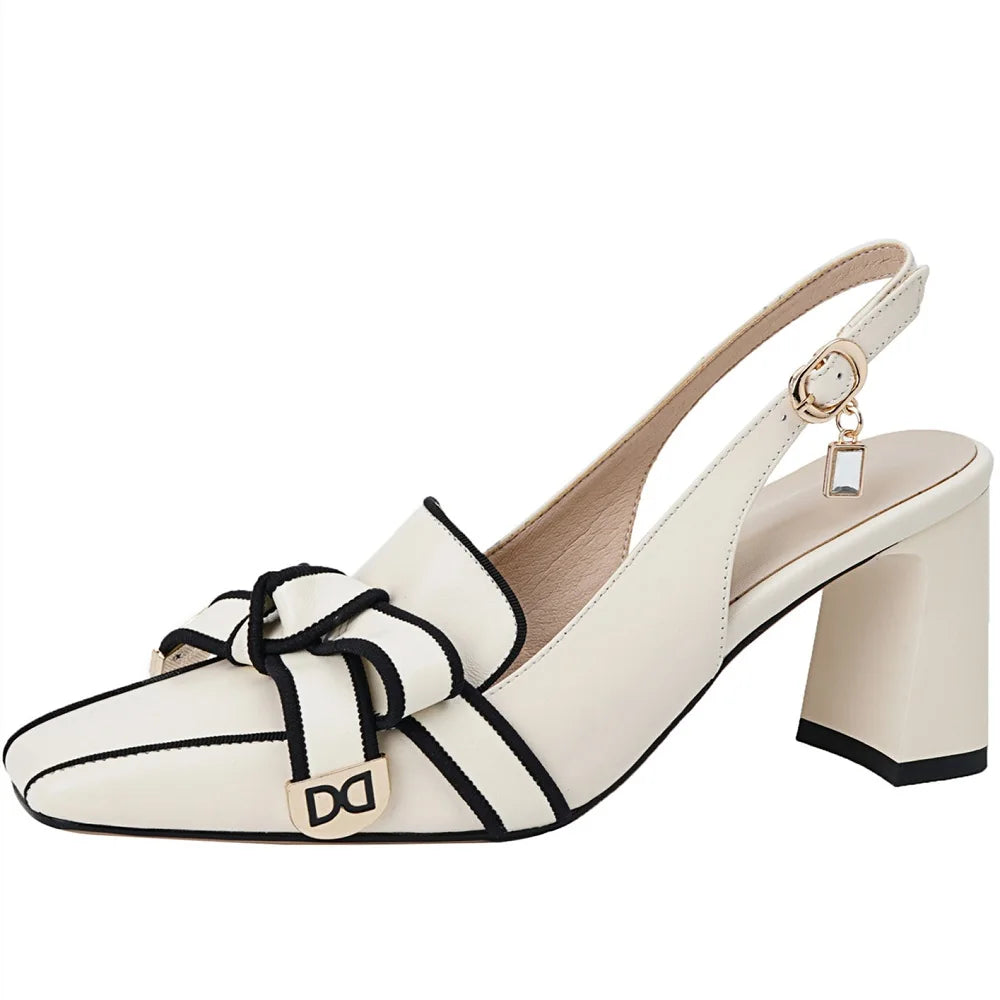 【JOCHEBED HU】2026 New Summer Retro High-heeled Lady Sandals Female Thick Heel Square Toe with Back Empty Shoe Trend 33-46