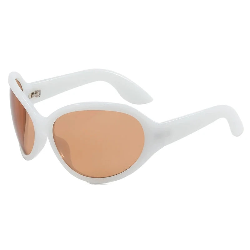 Oversized Oval Frame Sunglasses UV400 Lenses — Black | KIMLUD