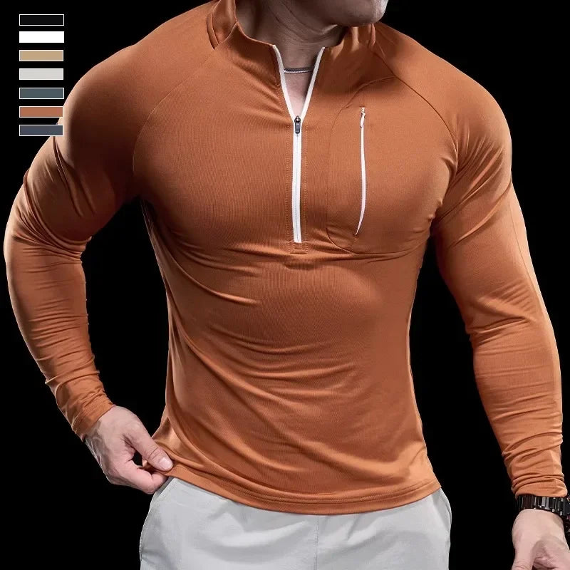 Technical Knit Long-Sleeve T-Shirt Quick-Dry — Sand Beige | KIMLUD