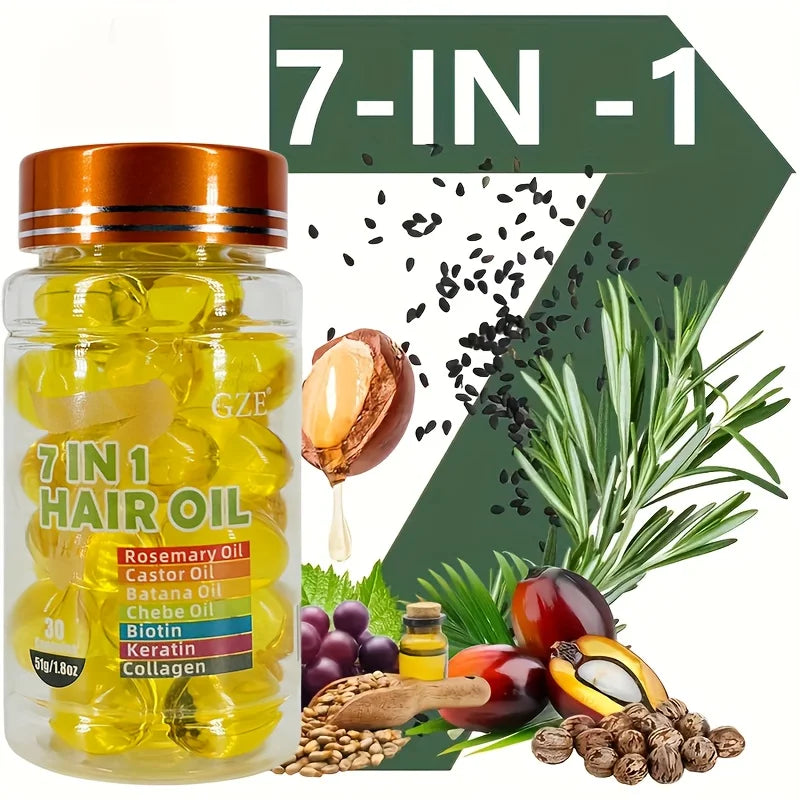 Natural Oil Blend Hair Oil 7-In-1 With Rosemary Castor Oil — Amber | KIMLUD