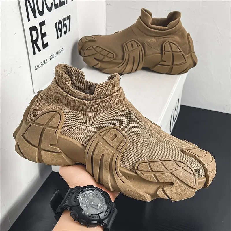 Breathable Air Mesh Sneakers Casual Slip-On With Tonal Gray Overlays — Black | KIMLUD