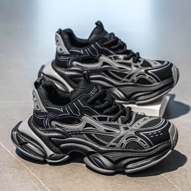 Men's Chunky Sneakers – Height Increasing Platform – Leather Fabric | KIMLUD