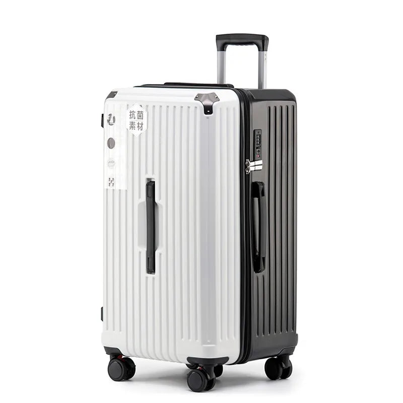 Rectangular Travel Carrier PC Large Size Lightweight Carry-on Suitcase with Five Wheels Luggage Case Travel Bag Spring Cushioned