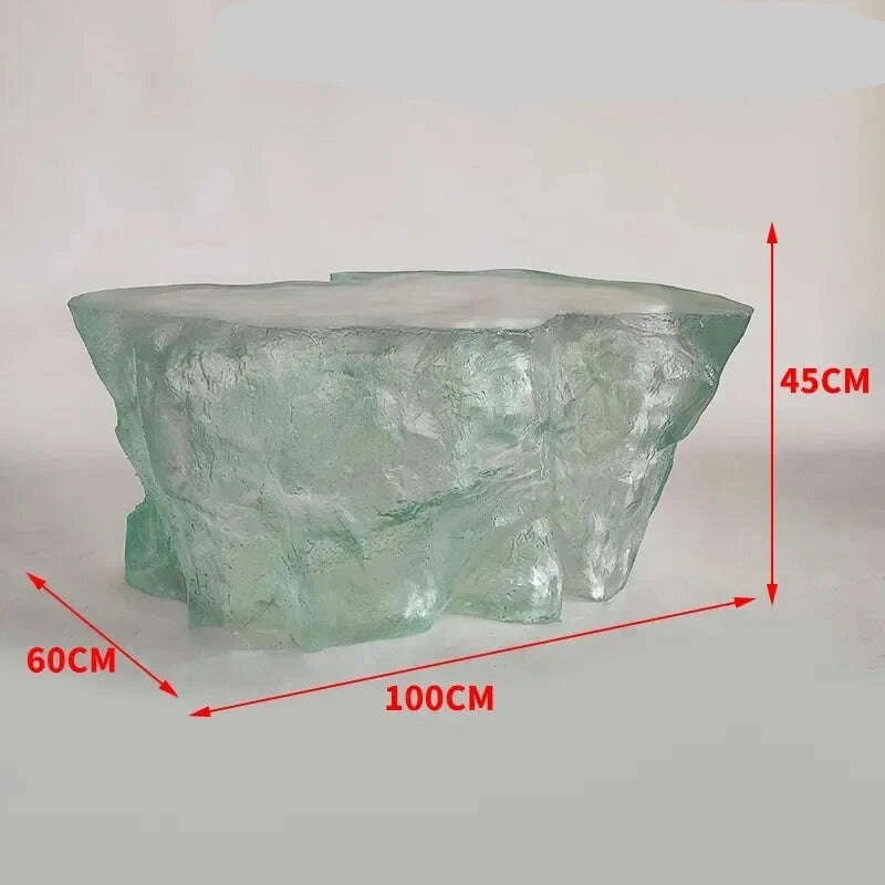 KIMLUD, Transparent Island Villa Bar Home Art High-end Resin Glacier Coffee Table, KIMLUD Womens Clothes