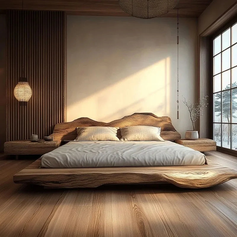 Mahogany Wood Bed Frame Tatami — Mahogany | KIMLUD