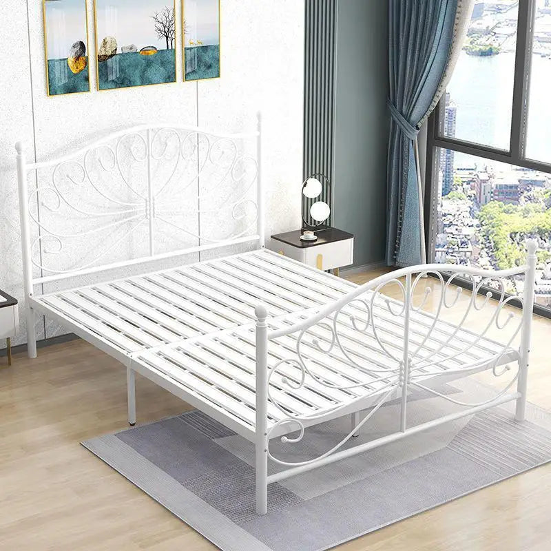 Gold-Tone Metal Bed Frame Sculptural Minimalist Modern Design Centerpiece — Gold | KIMLUD