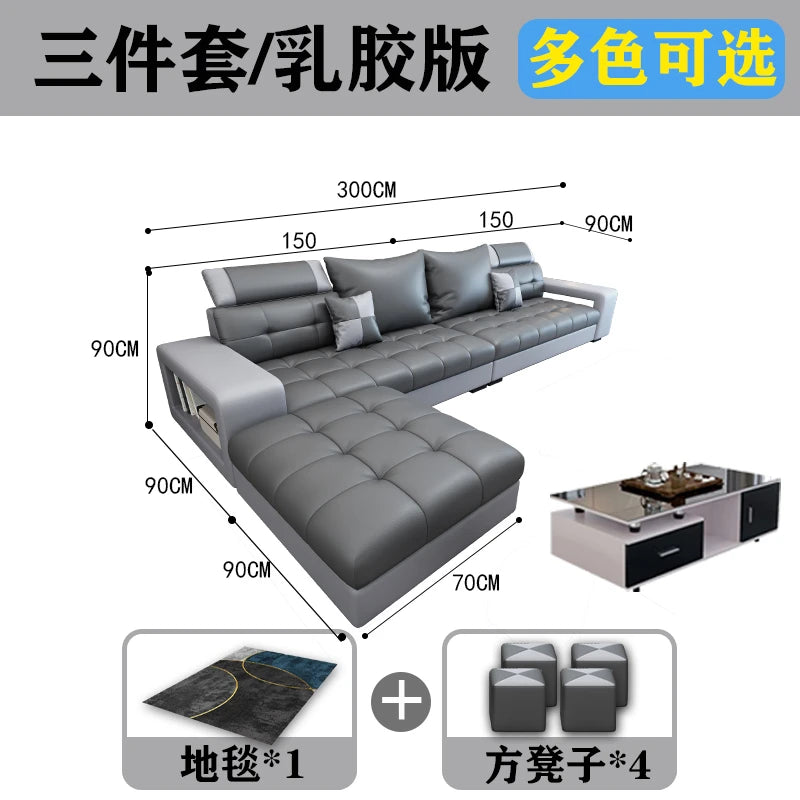 Latex Nano Three-Proof Fabric Sofa Modern Living Room — Slate Grey | KIMLUD