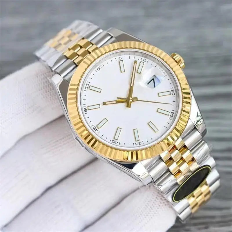 Automatic Watch for Men Mechanical Watches Stainless Steel Carved Calendar Gold Black White Waterproof Luxury Classic Business