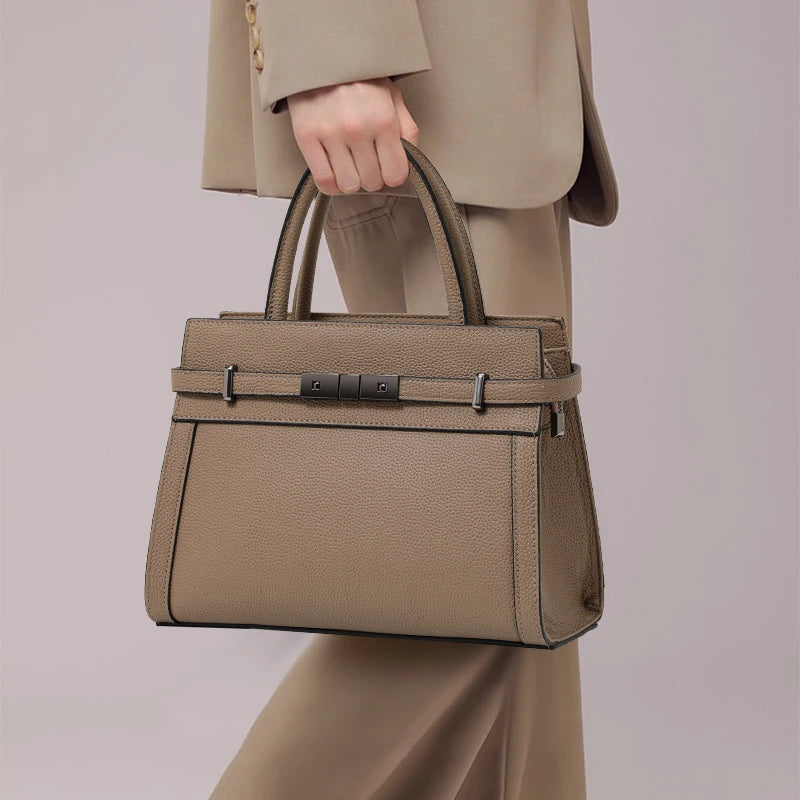 Tote Bag – Minimalist Litchi Grain – Genuine Leather | KIMLUD