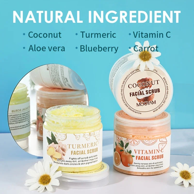 Turmeric Face Scrub Aloe Vera Vitamin C Exfoliating Body Scrub Coconut Blueberry Facial Scrub Nourishing Exfoliator Skin Care - KIMLUD