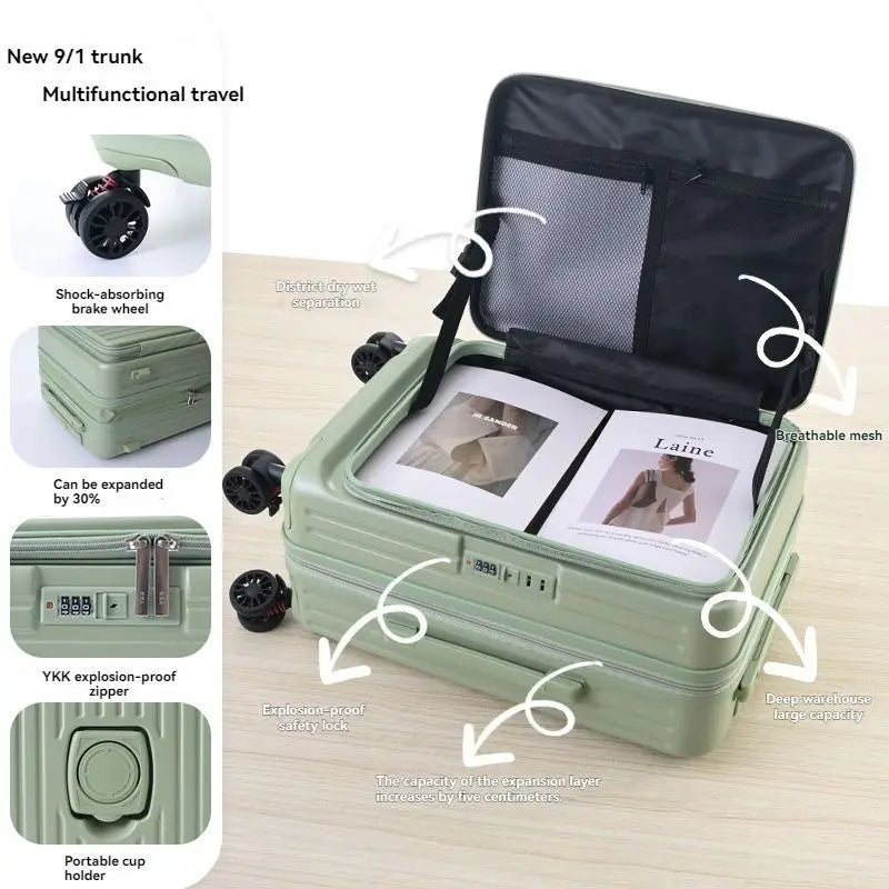 19 minutes ago, the expandable zipper box with an open lid is 20 inches. It is a male suitcase and a travel suitcase for female