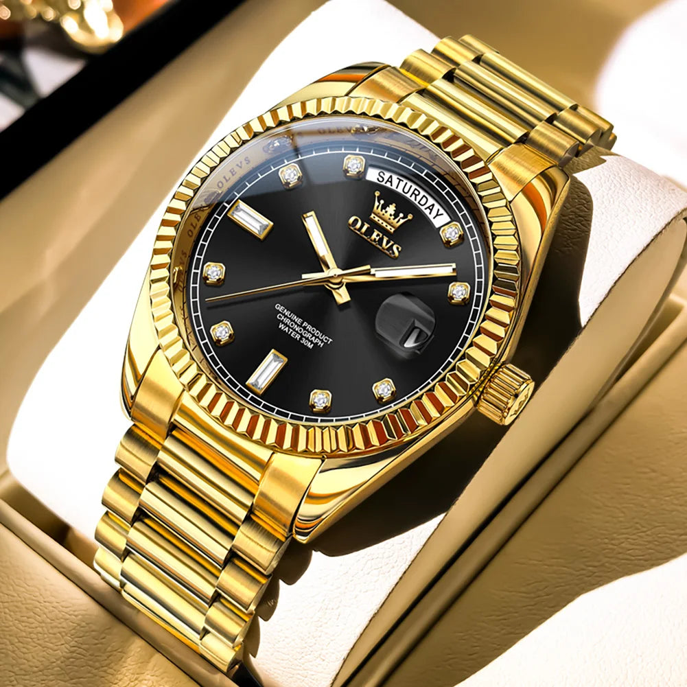 Gold-Tone Stainless Steel Automatic Watch Date — Gold | KIMLUD