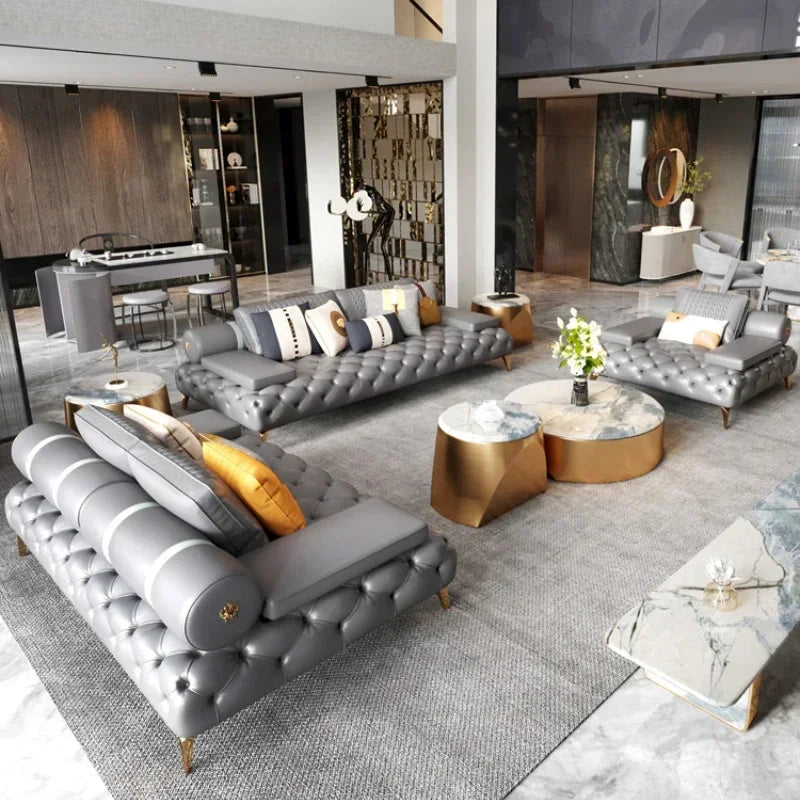 Italian Genuine Leather Sofas Sectional Modern Luxry Designer Loveseat Sofa 3 Piece Set Woonkamerbanken Living Room Furniture