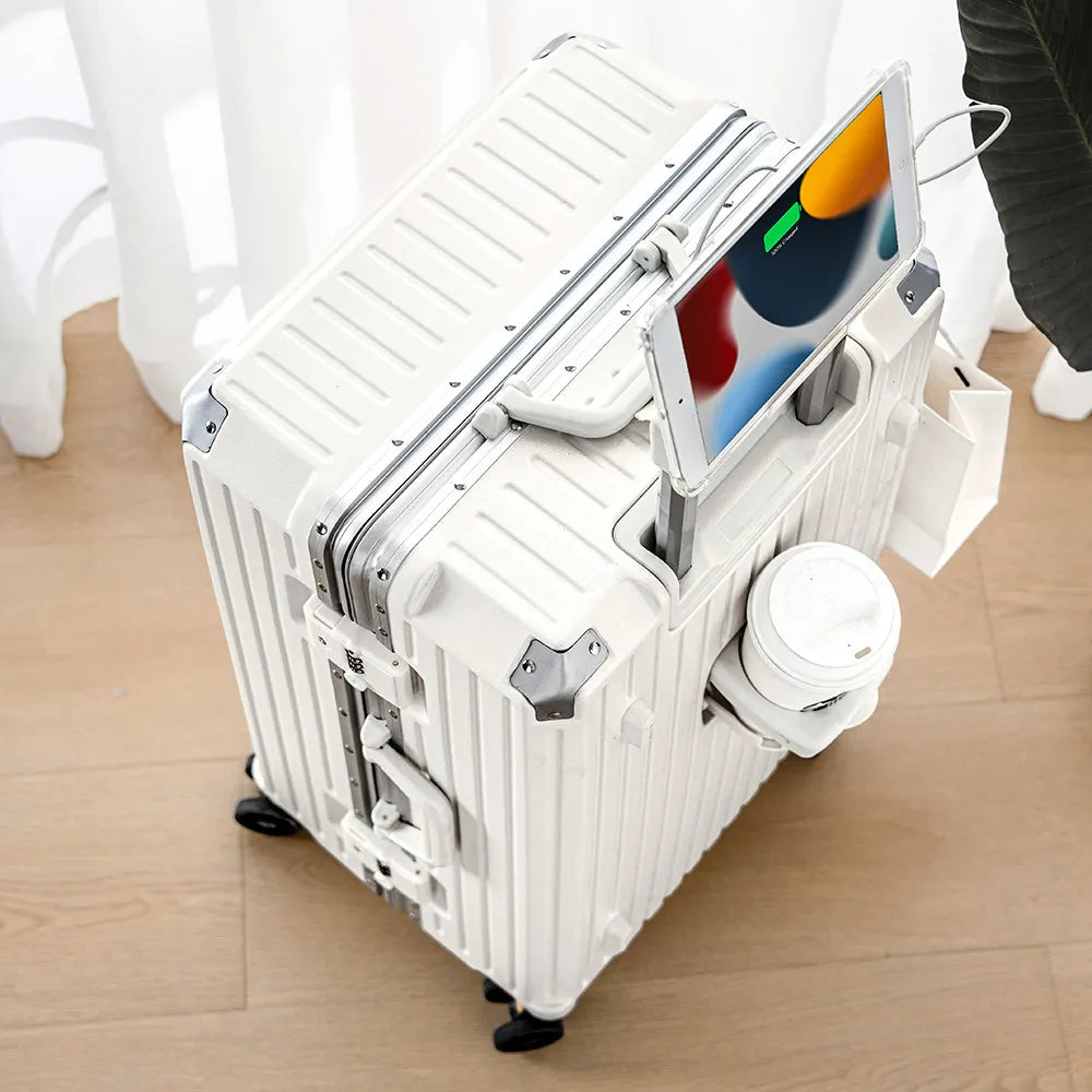 Aluminum Framed Luggage 30/32-Inch Large Cup and Phone Holder — Silver | KIMLUD