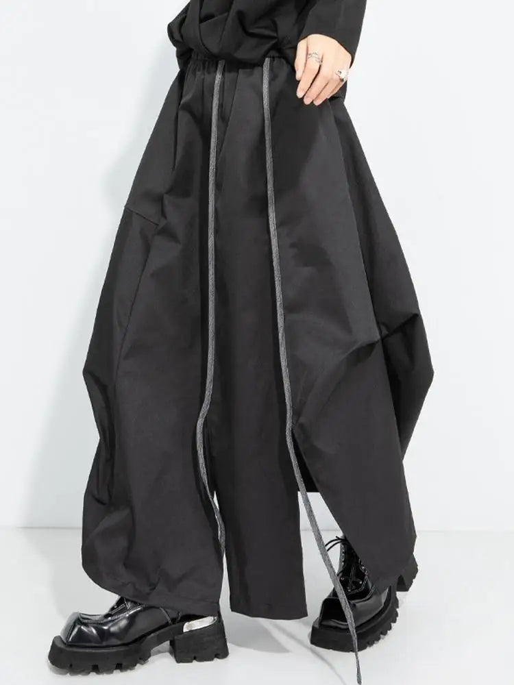 A-Line Skirt – High Elastic Waist – Polyester Cotton – Black | KIMLUD