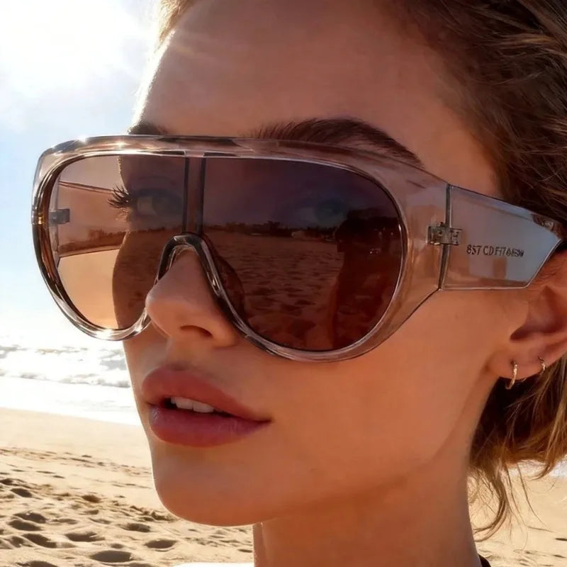 Oversize Shield Sunglasses Gradient Lenses — Black | KIMLUD