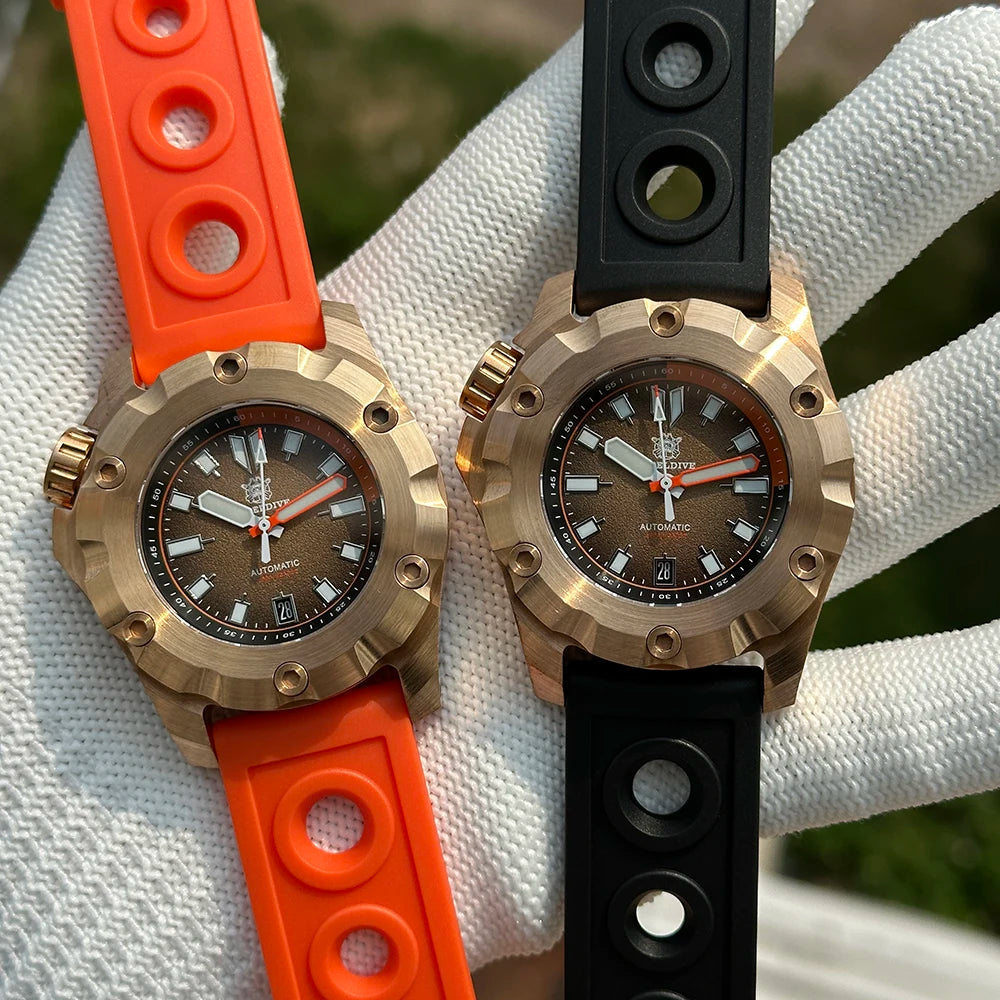 2025 New Arrival SD1942S STEELDIVE Brand 45MM Solid Bronze Case and Bezel Automatic Antique 1000m Waterproof Men Dive Watches