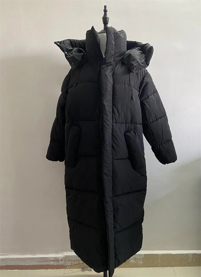 Пуховики Winter Thicken Warm Women Parkas Outwear Hooded Coat 2024 New Long Down Jacket Korean Loose Cotton Coat Ins 여성 겨울코트