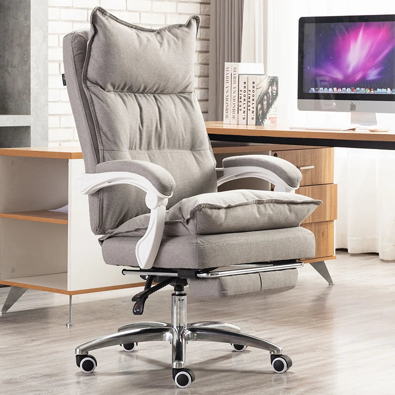Linen Upholstered Executive Chair With 360 Degree Swivel And Lockable Wheels — Black | KIMLUD