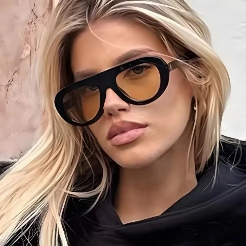 Oversized Pilot Sunglasses Big Frame Windproof UV400 — Black | KIMLUD
