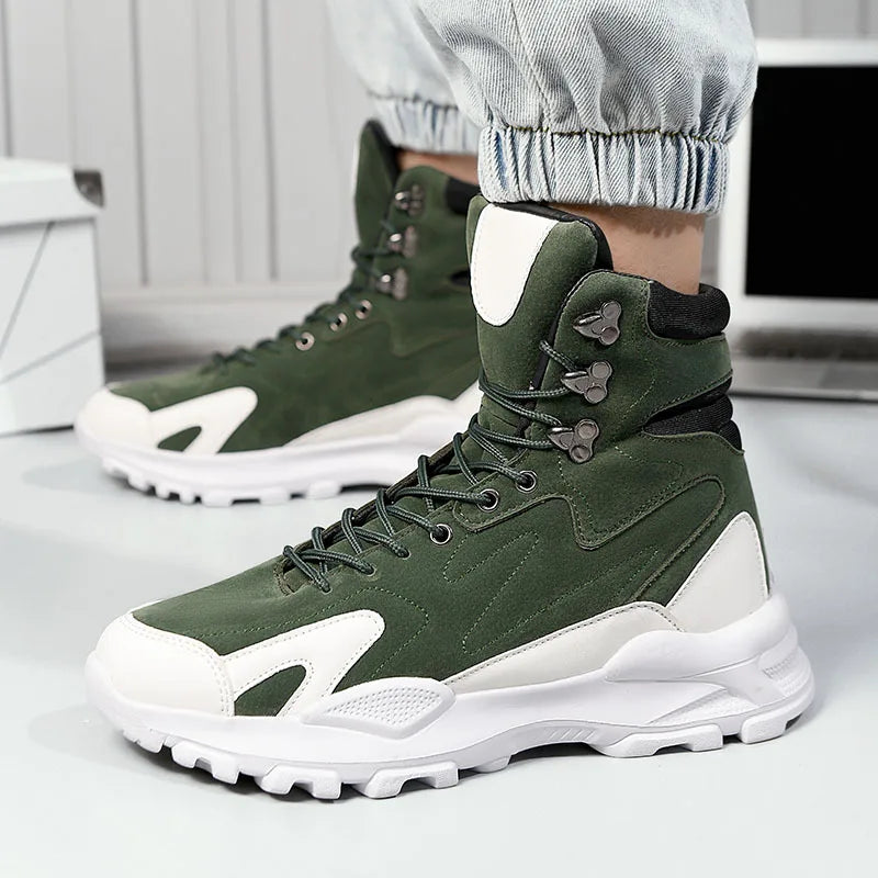 Men's Ankle Boots - Breathable Lace-Up - Ankle Boot | KIMLUD