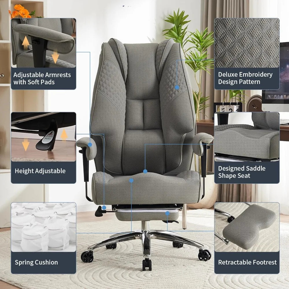 Leather High-Back Office Chair Ergonomic Lumbar Support — Black | KIMLUD