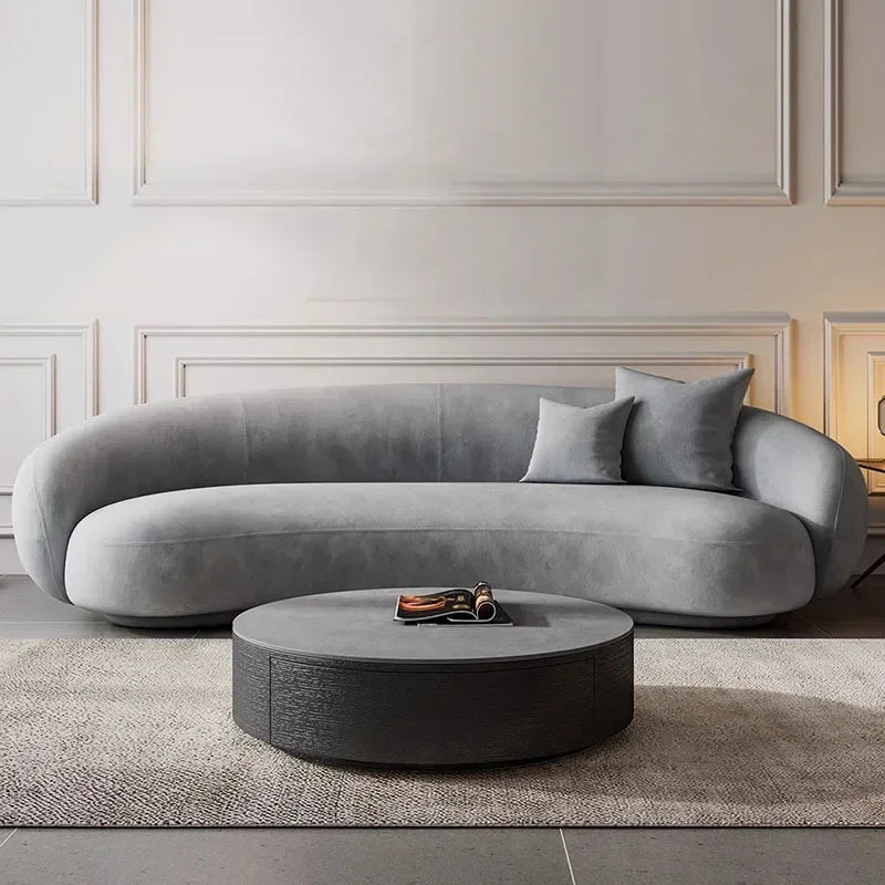 Nordic Sectional Sofa Elastic Luxury Upholstery Minimalist Silhouette — Ivory | KIMLUD