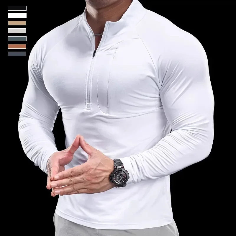 Technical Knit Long-Sleeve T-Shirt Quick-Dry — Sand Beige | KIMLUD