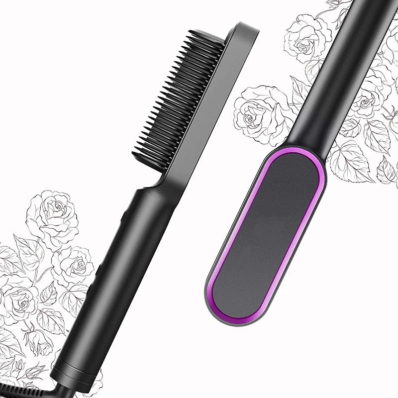 Hair Straightener Brush - Fast Heating - Ceramic | KIMLUD