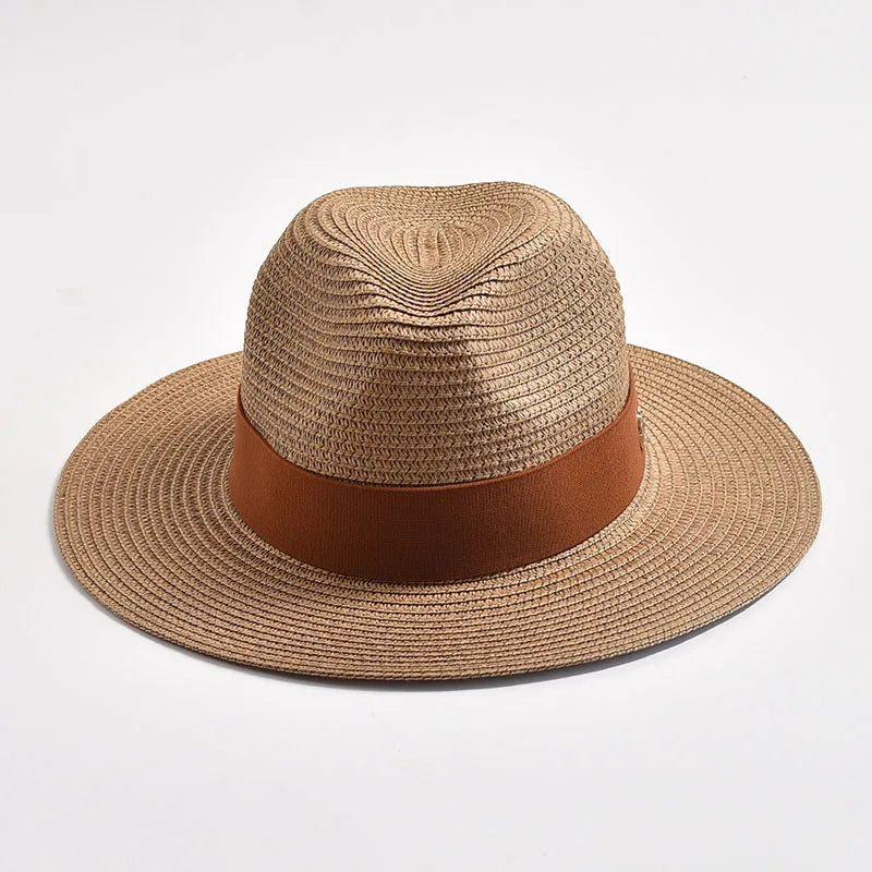 Panama Style Sun Hats Ribbon Decoration — Natural | KIMLUD