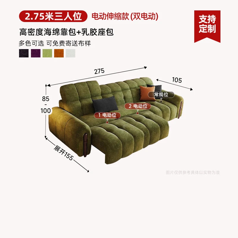 Chinese Style Living Room Sofa Multifunctional Smart Seating — Olive Green | KIMLUD