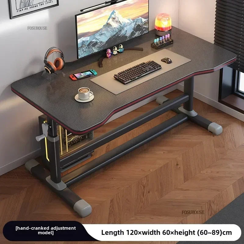 L Shape Desk Liftable Computer Table — Graphite Black | KIMLUD
