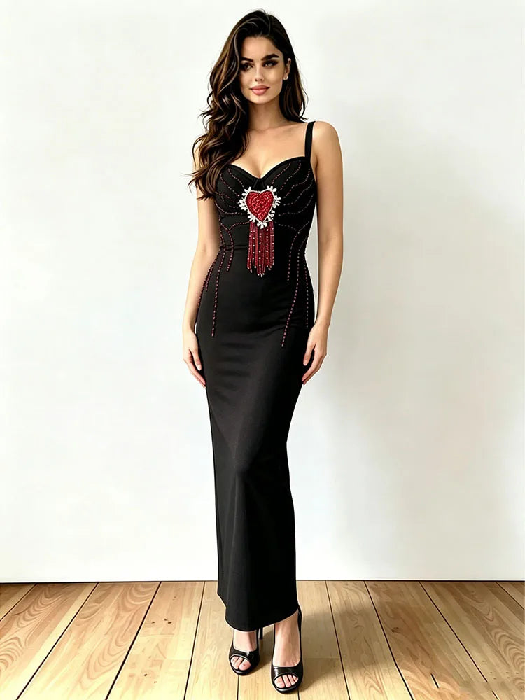 Bandage Dress – Spaghetti Strap – Polyester – Black | KIMLUD