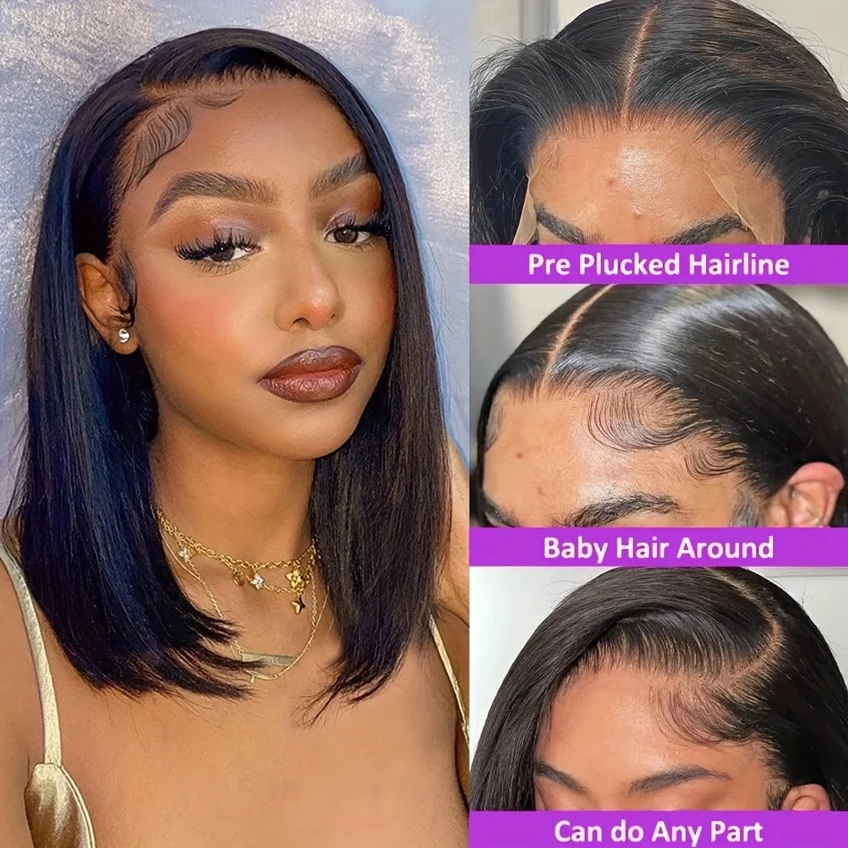 Lace Front Wig - 250% Remy Brazilian Hair - Bone Straight Bob | KIMLUD