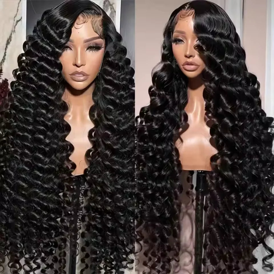 Wig HD Lace Front Curly Deep Wave Human Hair | KIMLUD