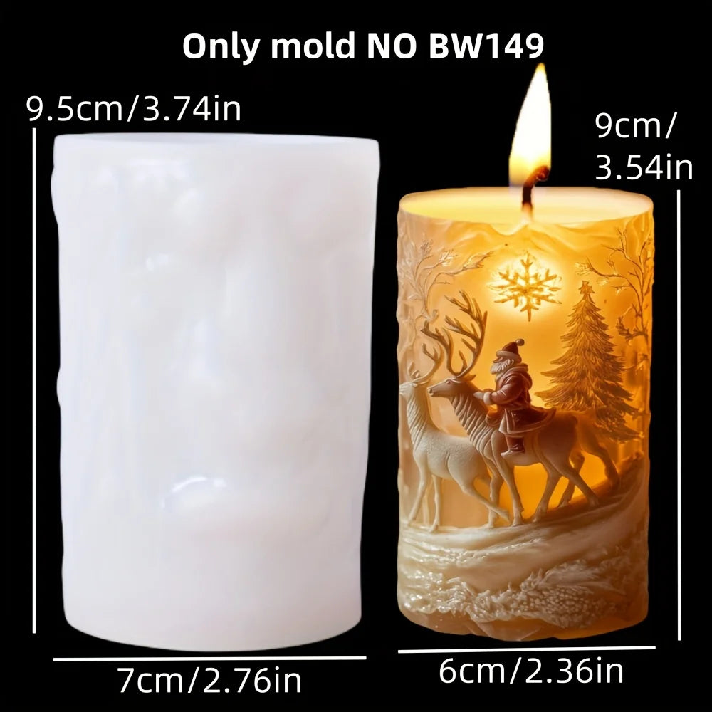 KIMLUD, 2025 Christmas House Fragrance Candle Silicone Mold Santa Claus Santa Claus Knocking On Door Giving Gifts Resin Plaster Molds, KIMLUD Womens Clothes