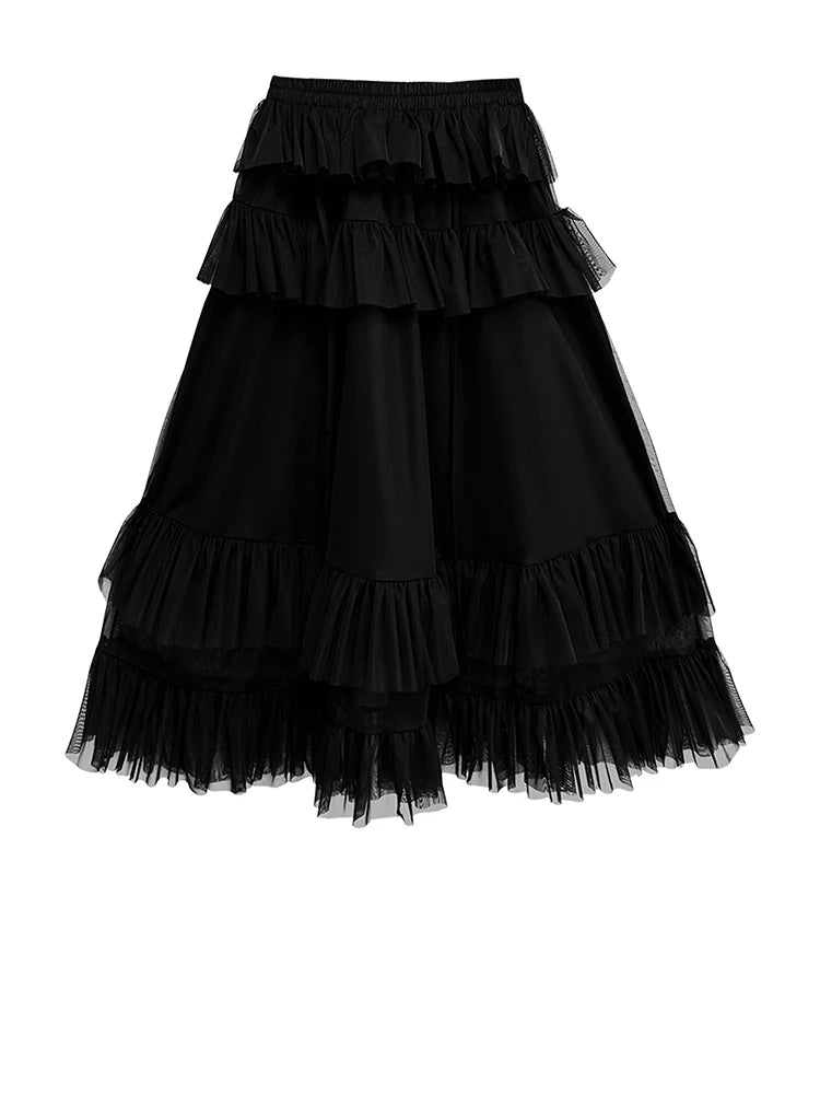 A-line Midi Skirt – Loose Fit – Jersey Silhouette – Black | KIMLUD