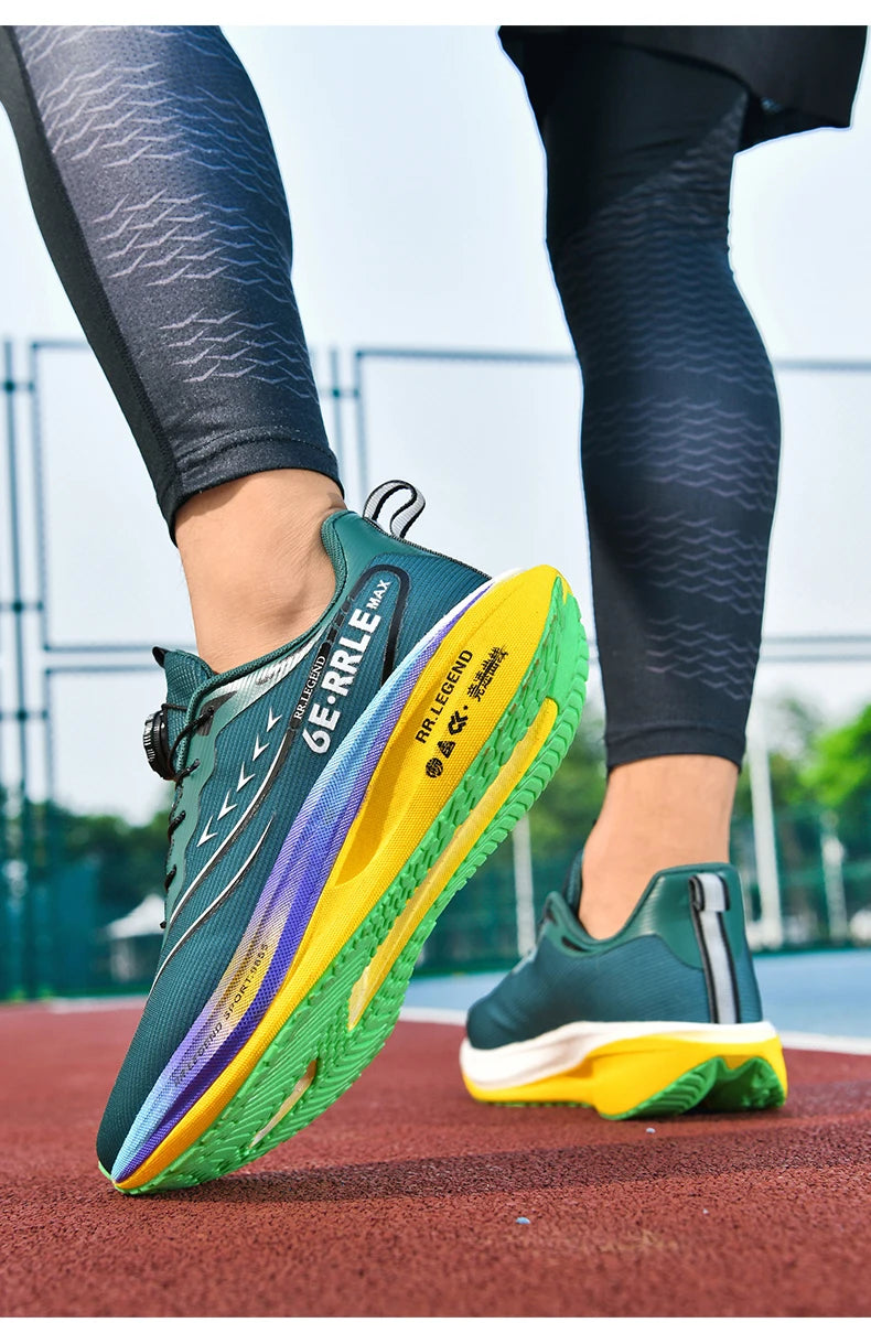 Carbon Plate Running Shoes Air Cushion Double-Layer Mesh Upper Lightweight Breathable — Teal | KIMLUD