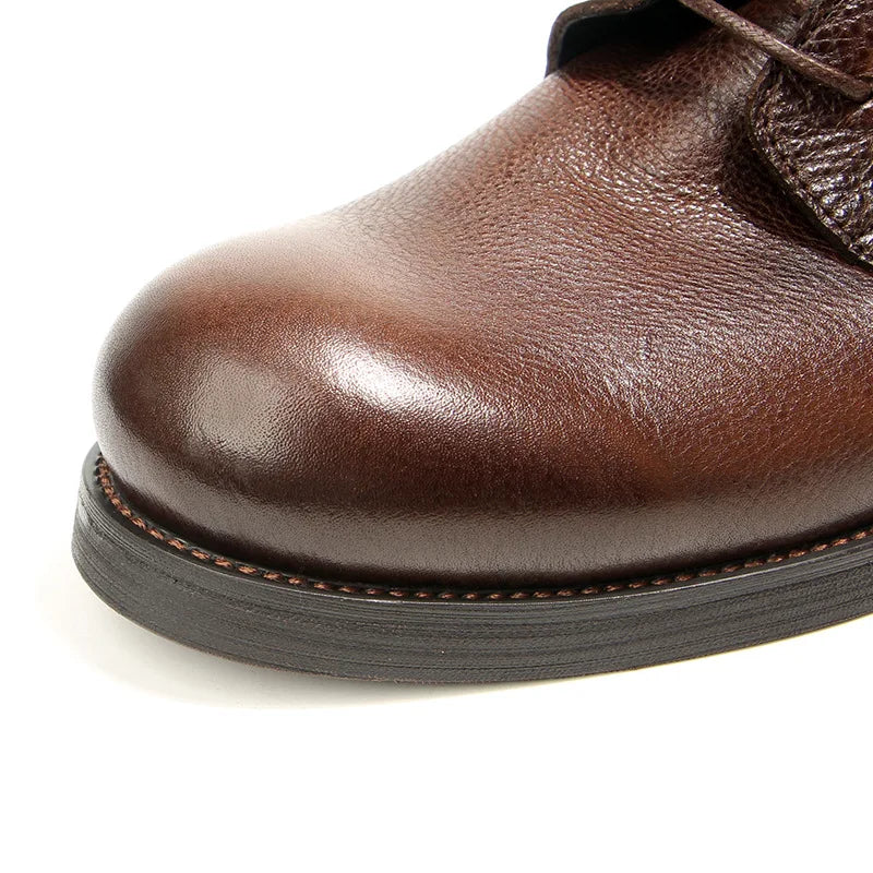 Cowhide Men's Boots Genuine Leather Shoes Men Side Zipper Men Ankle Boots Handmade Retro Leather Boots Luxury Men's Formal Shoes