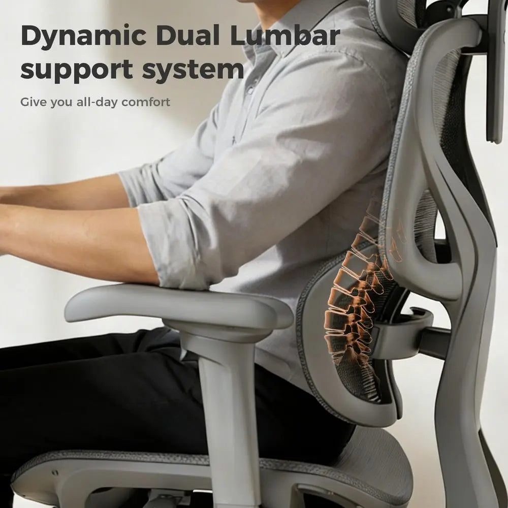 High-Back Mesh Ergonomic Office Chair — Gray | KIMLUD