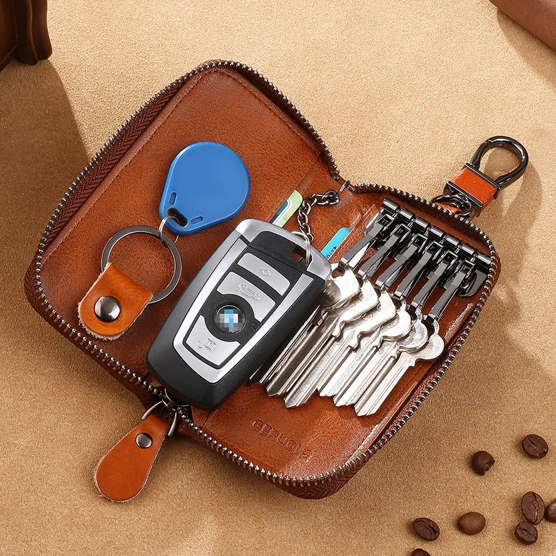 Key Wallet – 2 Card Slots and ID Clip – Genuine Leather | KIMLUD