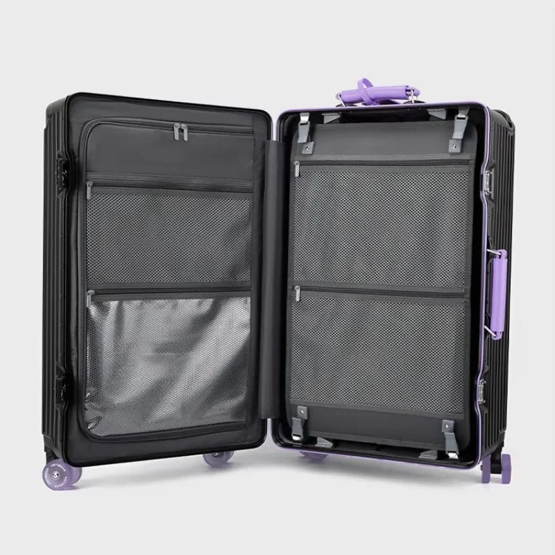 Wide Handlebar Travel Balance Trolley Suitcase with Colorful Silent Wheels TSA Lock Rolling Luggage Large Capacity PC Material