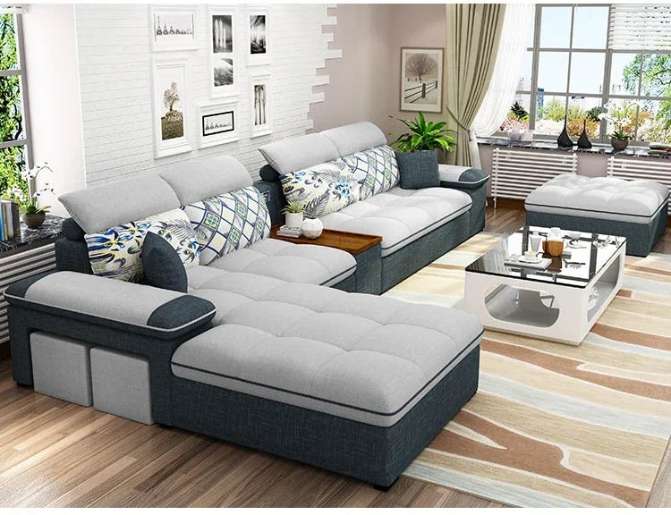 A Klassische stoff sofa moderne weiß wohnzimmer möbel sofa set l form hochzeit Sectional Sofa