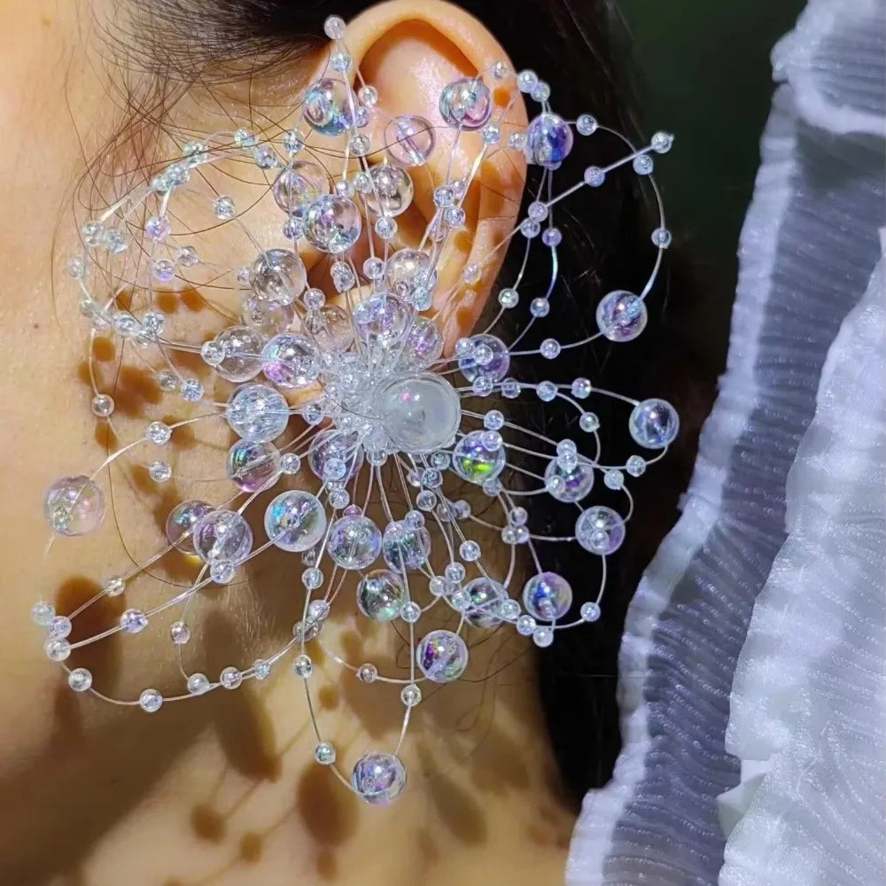 Handmade Floral Dresses Plastic Drop Earrings — Transparent | KIMLUD