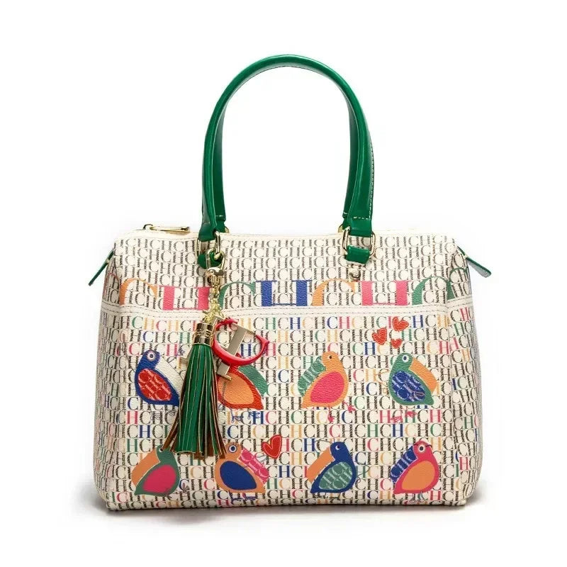 PVC Crossbody Bag Colorful Printed Monogram — Bronze | KIMLUD