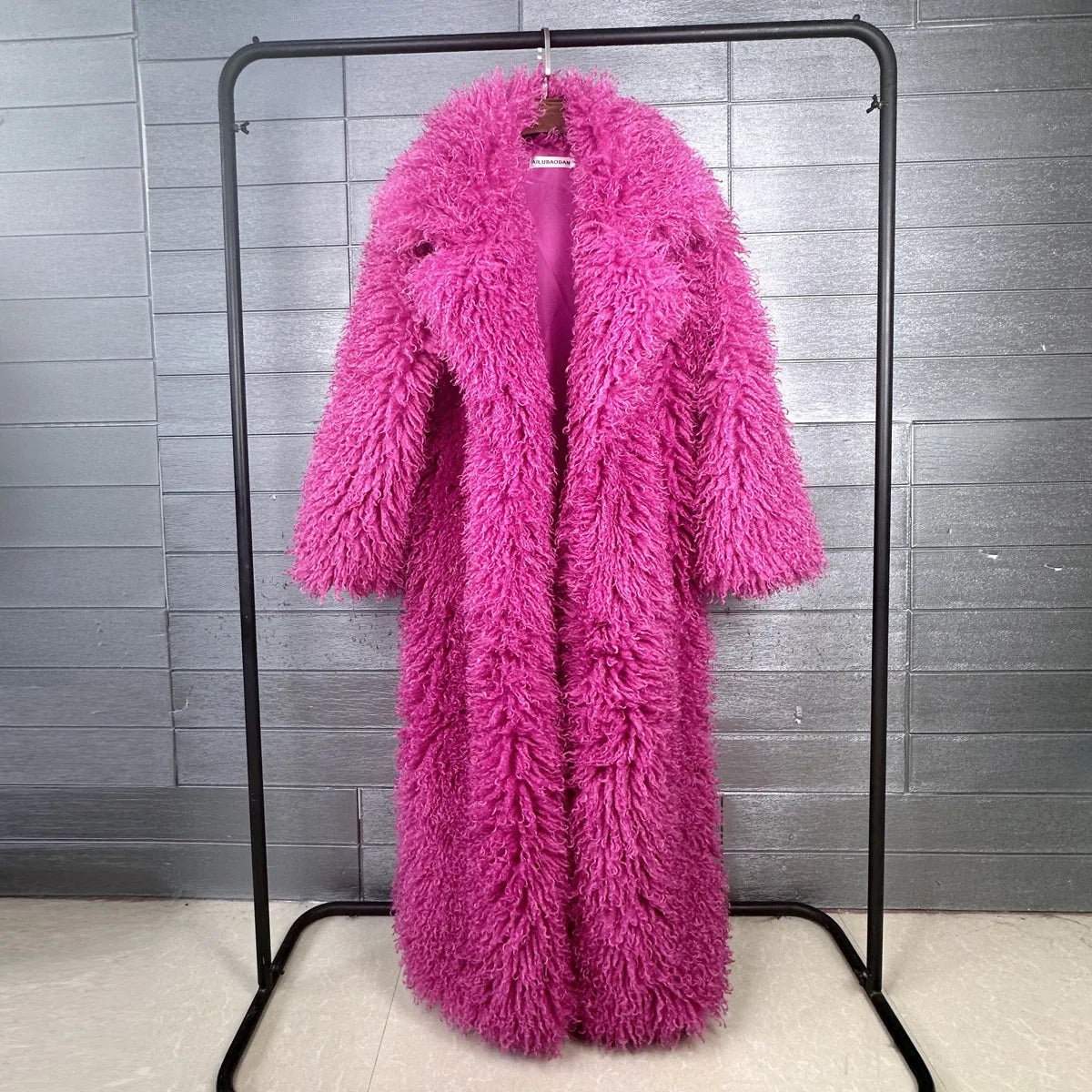 Faux Fur Coat – Long Overcoat – Artificial Fur – Rose Pink | KIMLUD
