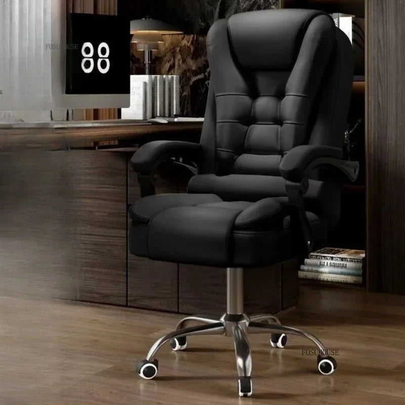 Office Chair – Ergonomic Reclining Backrest – Synthetic Leather | KIMLUD