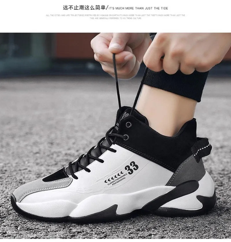 Shoes for Men Fashion High Quality Leather High-top Platform Mens Shoes Outdoor Tooling Comfort Leisure Ankle Boots Botas Hombre