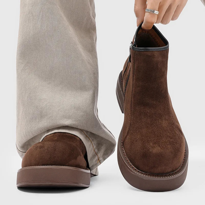 2026 Spring Autumn Fashion Mens Chelsea Boots Square Heels 2.5cm Brand Men Single Ankle Boots Male Footwear Big Size 45 DX738